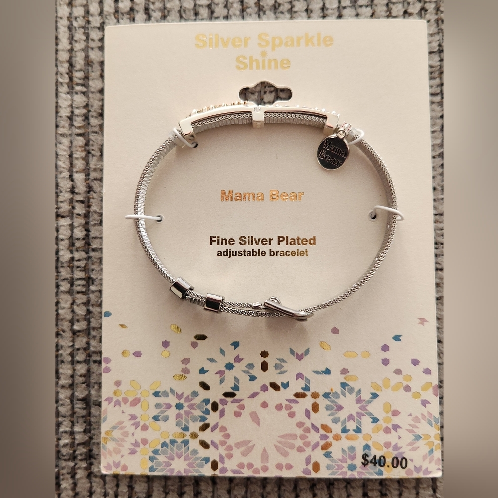 Mama bear belt bracelet fine silver plated.